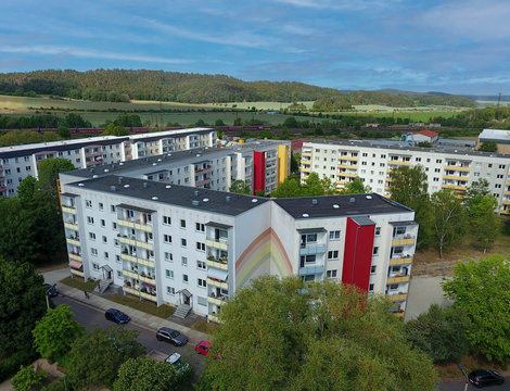 Blick auf einen Teil des Quartiers Regenstein aus luftiger Höhe